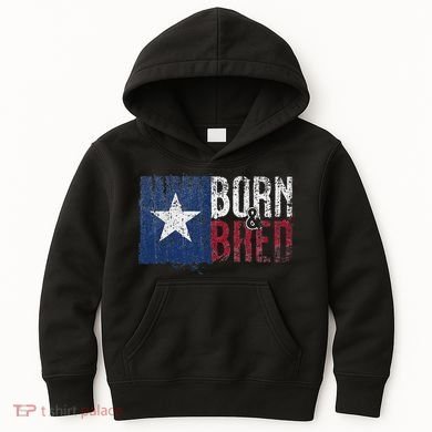Texas State Flag Pride Born & Bred Native Home Kids Hoodie