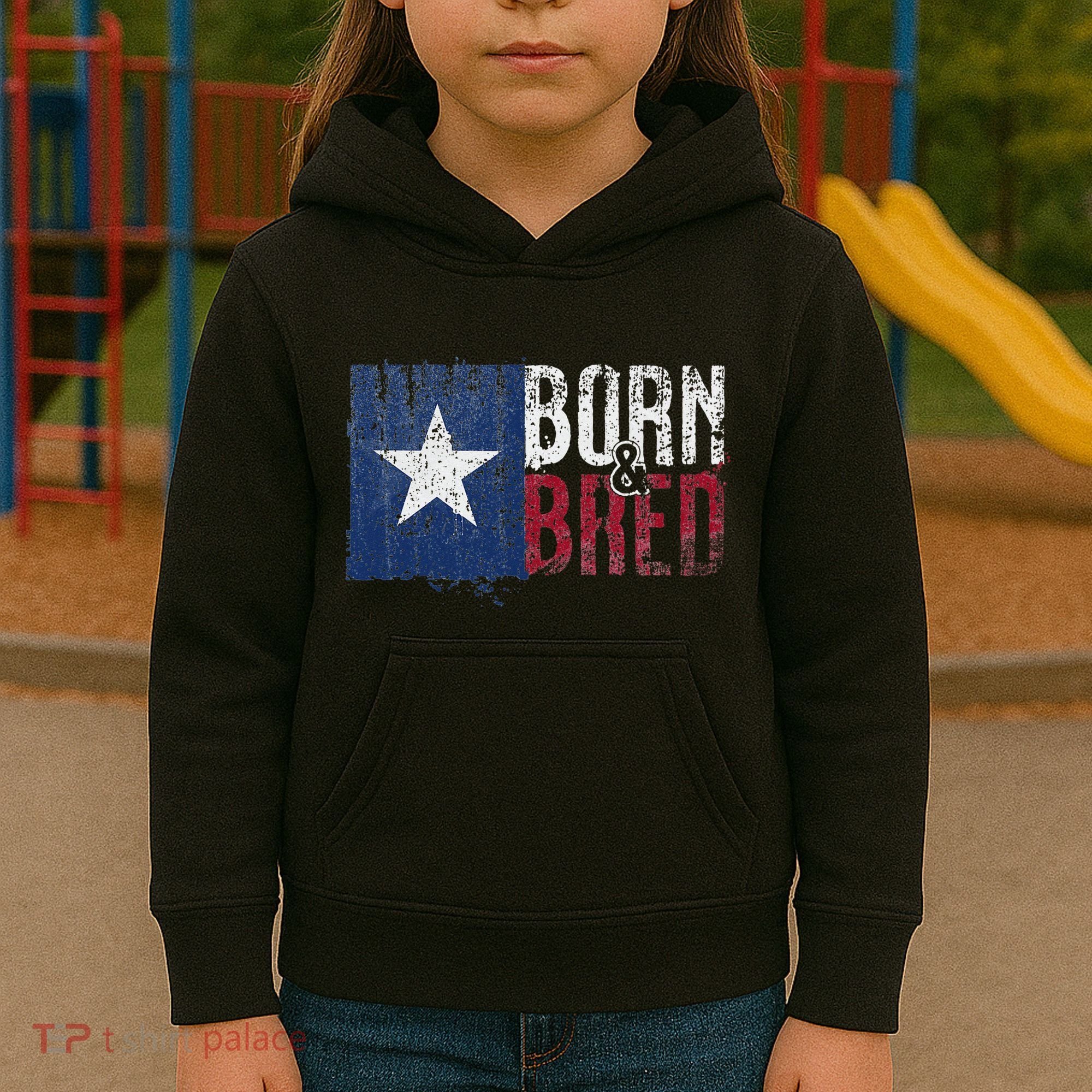Texas State Flag Pride Born & Bred Native Home Kids Hoodie