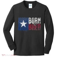 Texas State Flag Pride Born & Bred Native Home Kids Long Sleeve Shirt thumb 0