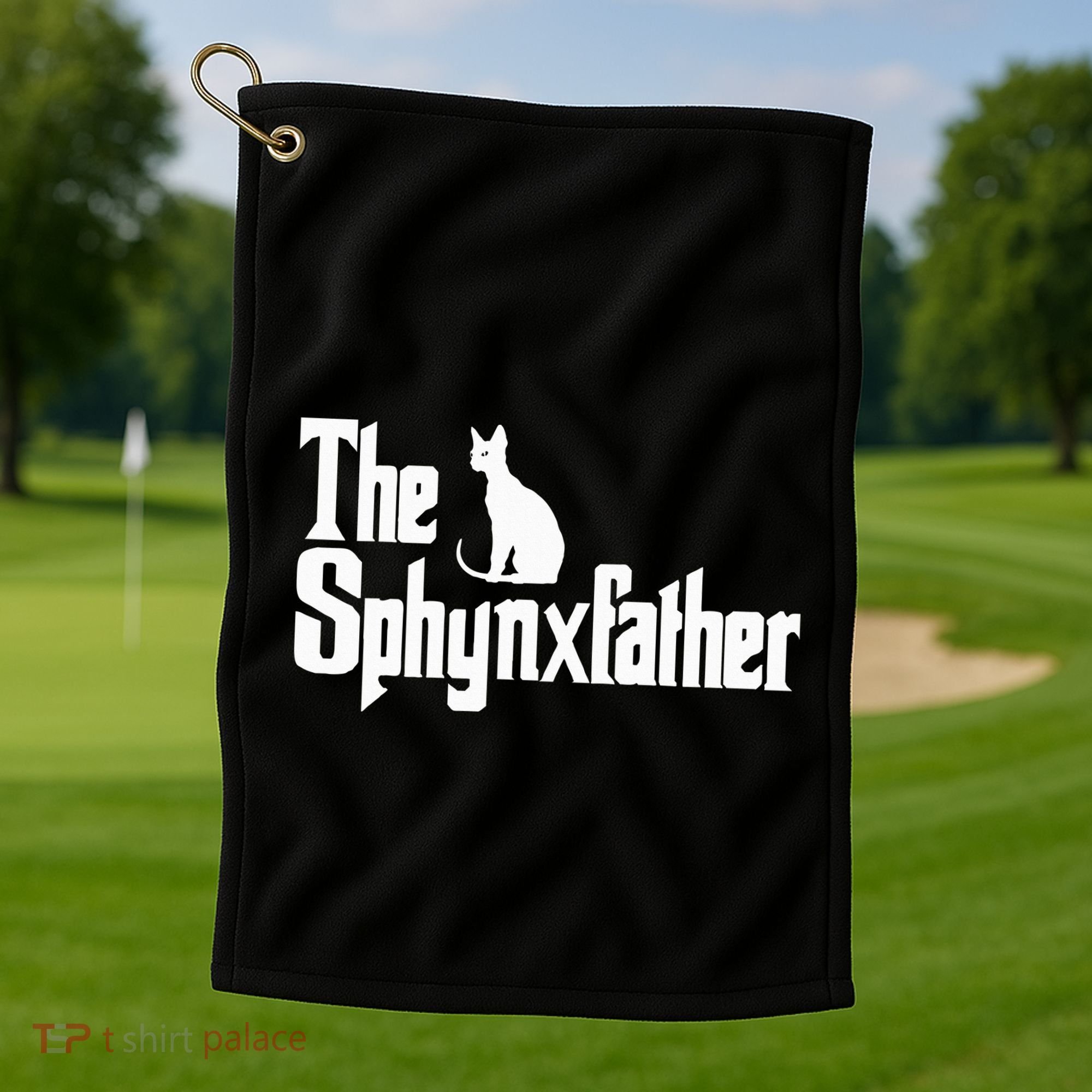 The Sphynxfather Funny Cat Dad Sphynx Lover Gifts Golf Towel