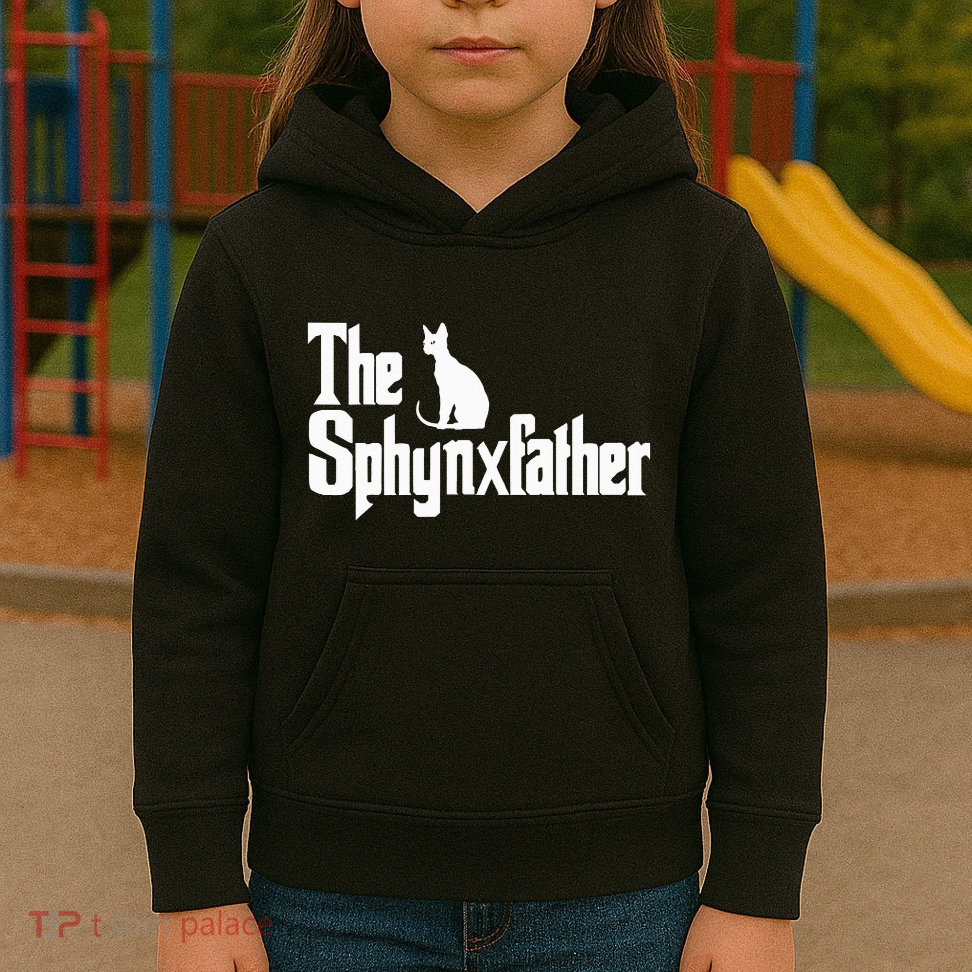 The Sphynxfather Funny Cat Dad Sphynx Lover Gifts Kids Hoodie