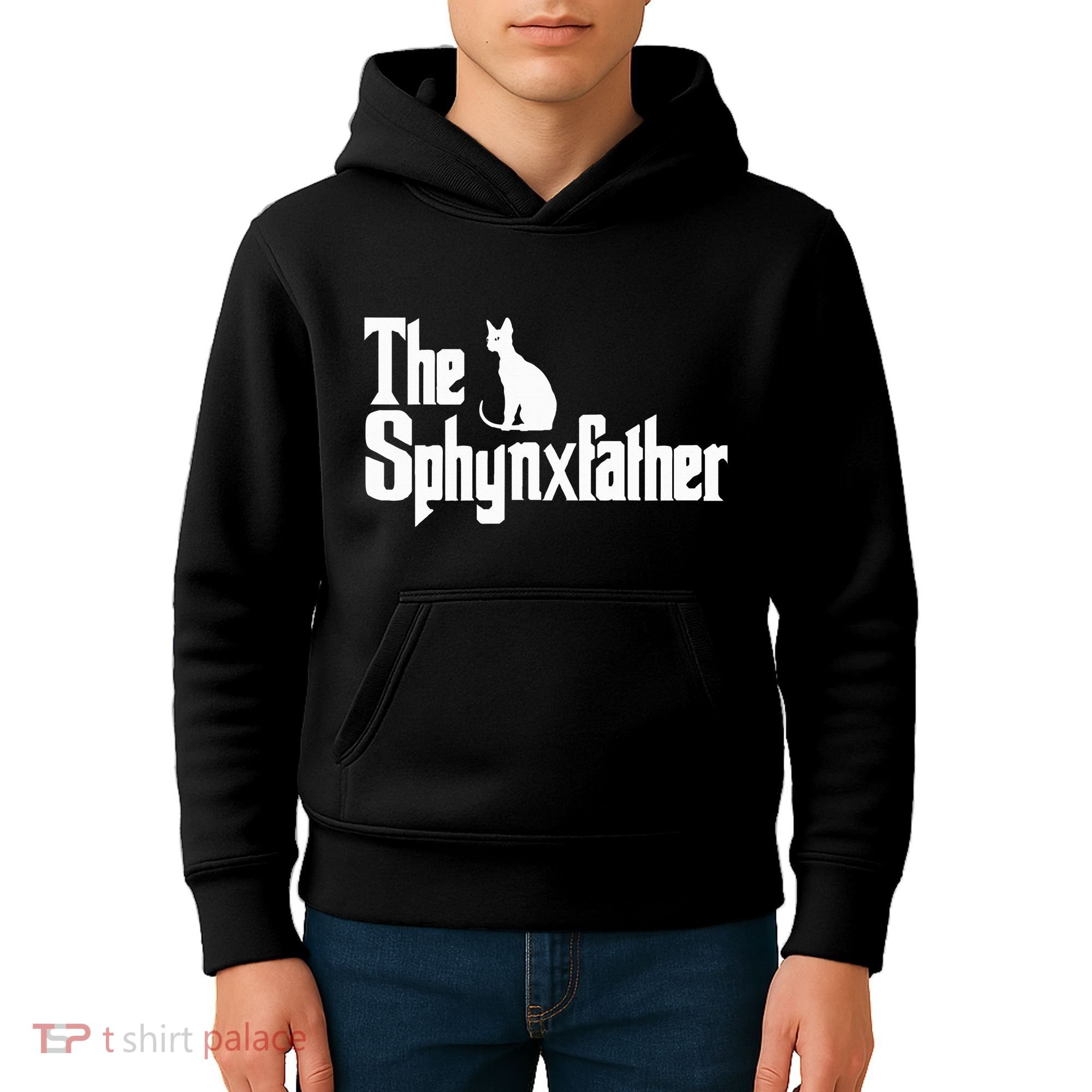 The Sphynxfather Funny Cat Dad Sphynx Lover Gifts Kids Hoodie