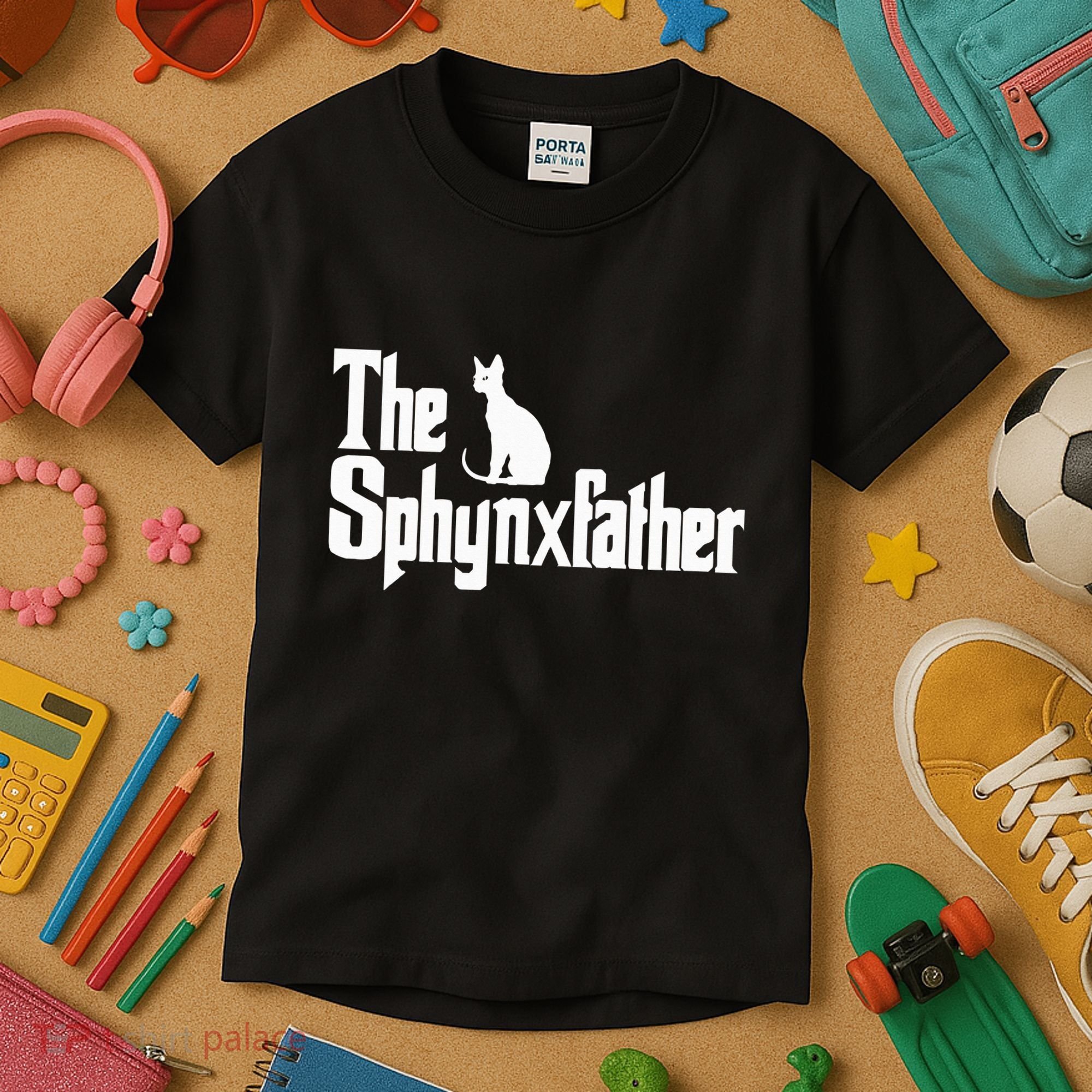The Sphynxfather Funny Cat Dad Sphynx Lover Gifts Kids T-Shirt