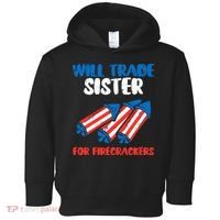 Trade Sister For Firecrackers Funny 4th Of July Toddler Hoodie thumb 0