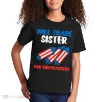 Trade Sister For Firecrackers Funny 4th Of July Kids T-Shirt thumb 2