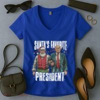 Trump SantaS Favorite President Gift Women's V-Neck T-Shirt thumb 2