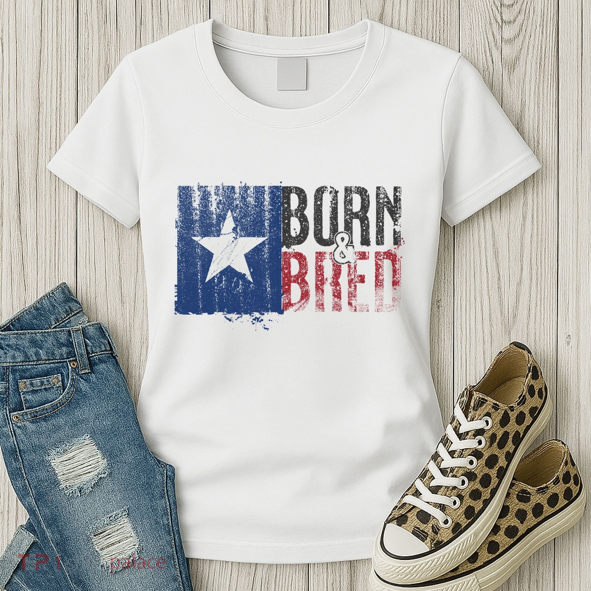 Texas State Flag Pride Born & Bred Native Home Women's T-Shirt