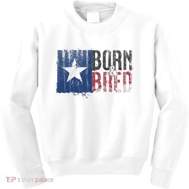 Texas State Flag Pride Born & Bred Native Home Kids Sweatshirt