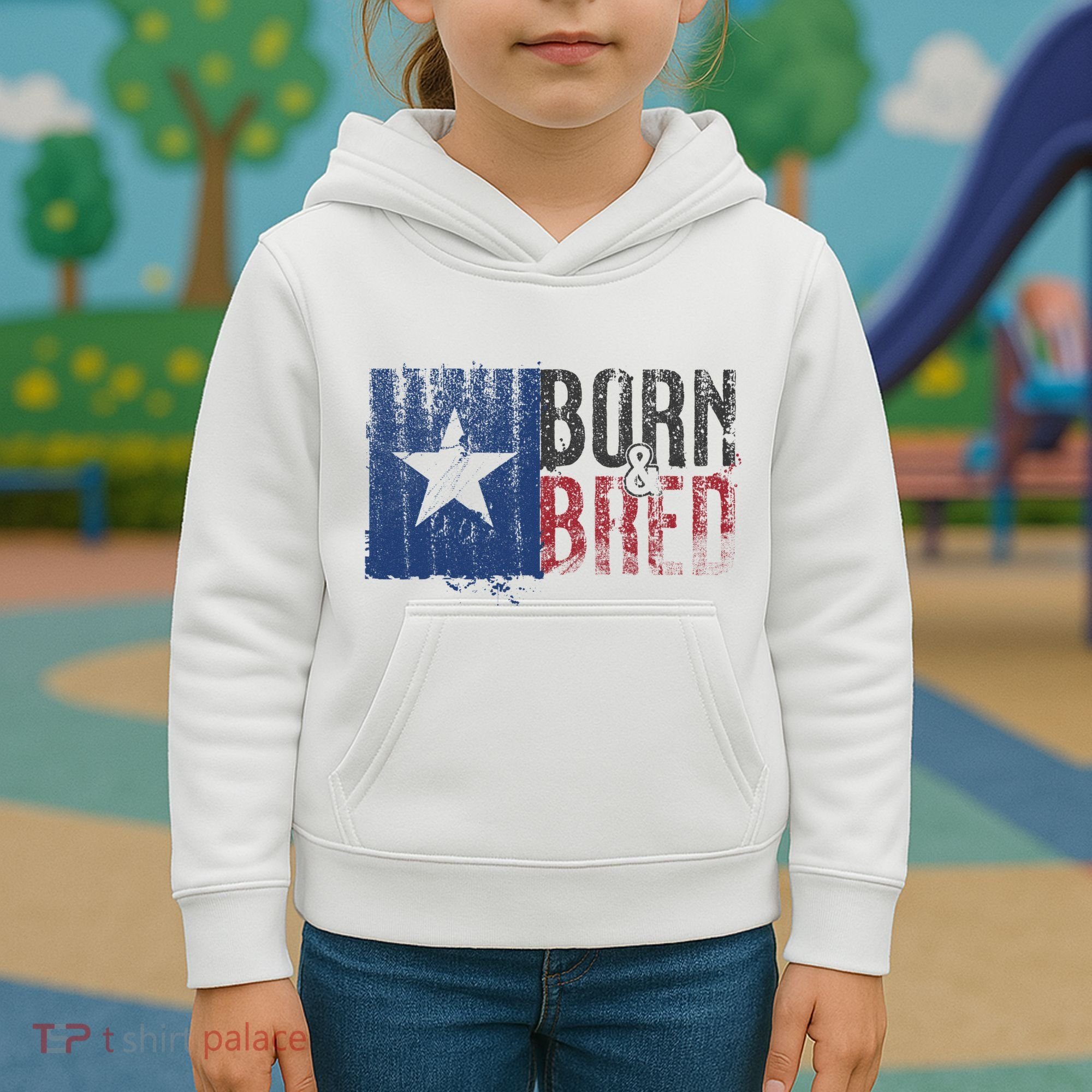 Texas State Flag Pride Born & Bred Native Home Kids Hoodie