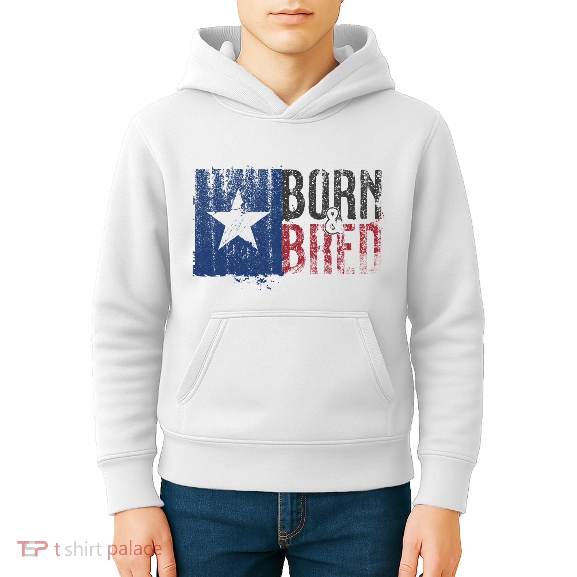 Texas State Flag Pride Born & Bred Native Home Kids Hoodie