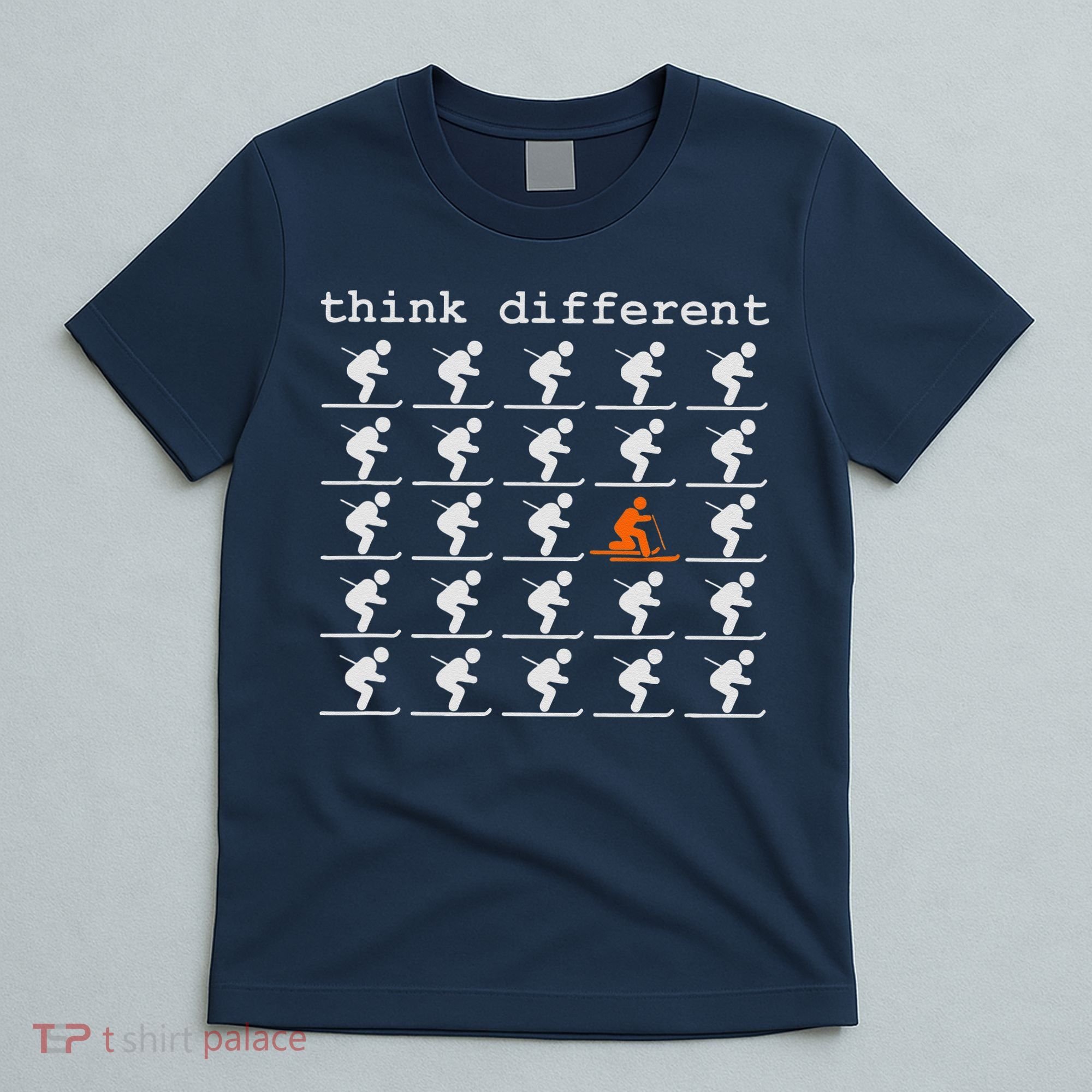 Telemark Skiing Free your Heel Think Different Ski T-Shirt