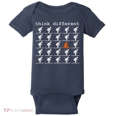 Telemark Skiing Free your Heel Think Different Ski Baby Bodysuit