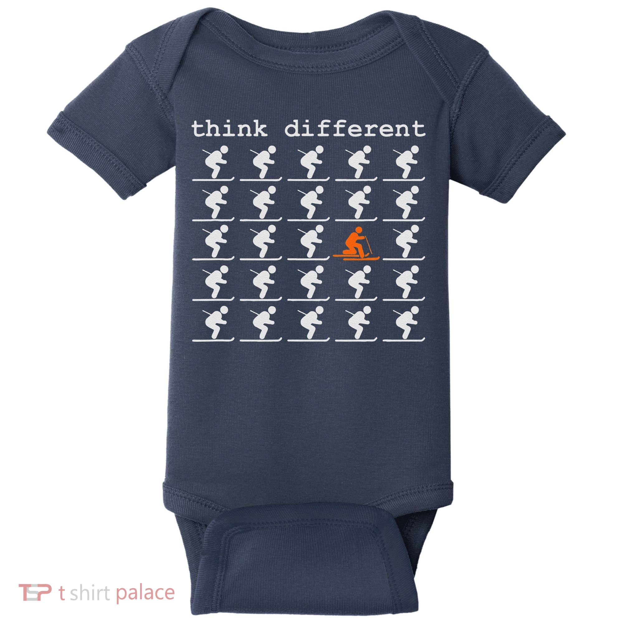 Telemark Skiing Free your Heel Think Different Ski Baby Bodysuit