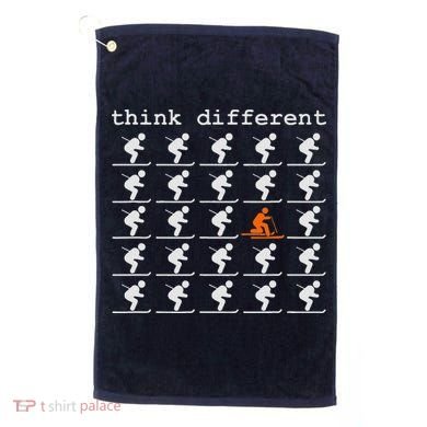 Telemark Skiing Free your Heel Think Different Ski Golf Towel