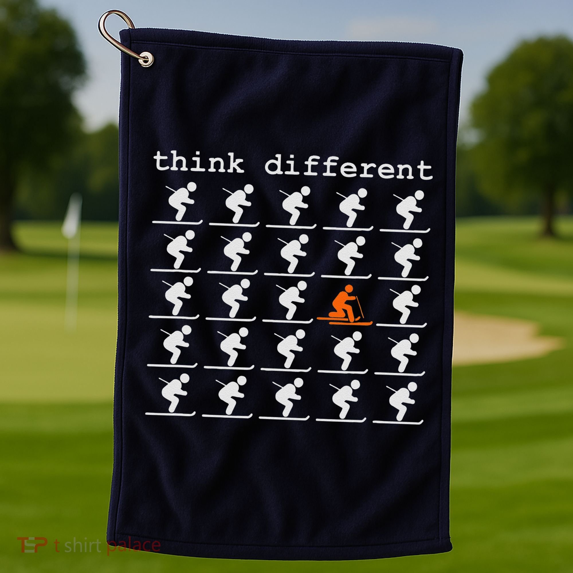 Telemark Skiing Free your Heel Think Different Ski Golf Towel