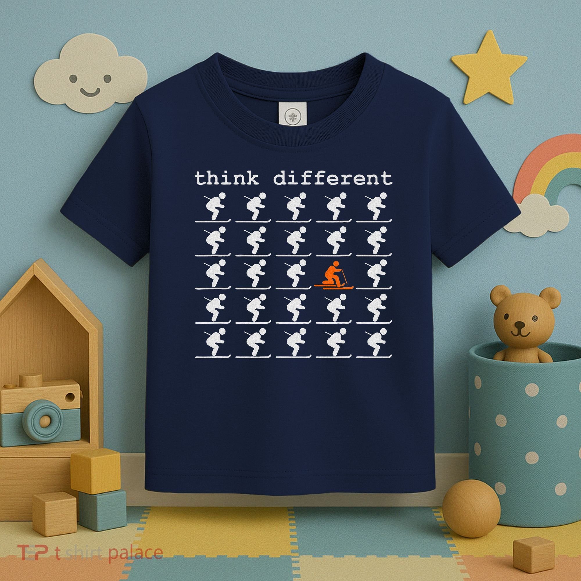Telemark Skiing Free your Heel Think Different Ski Toddler T-Shirt