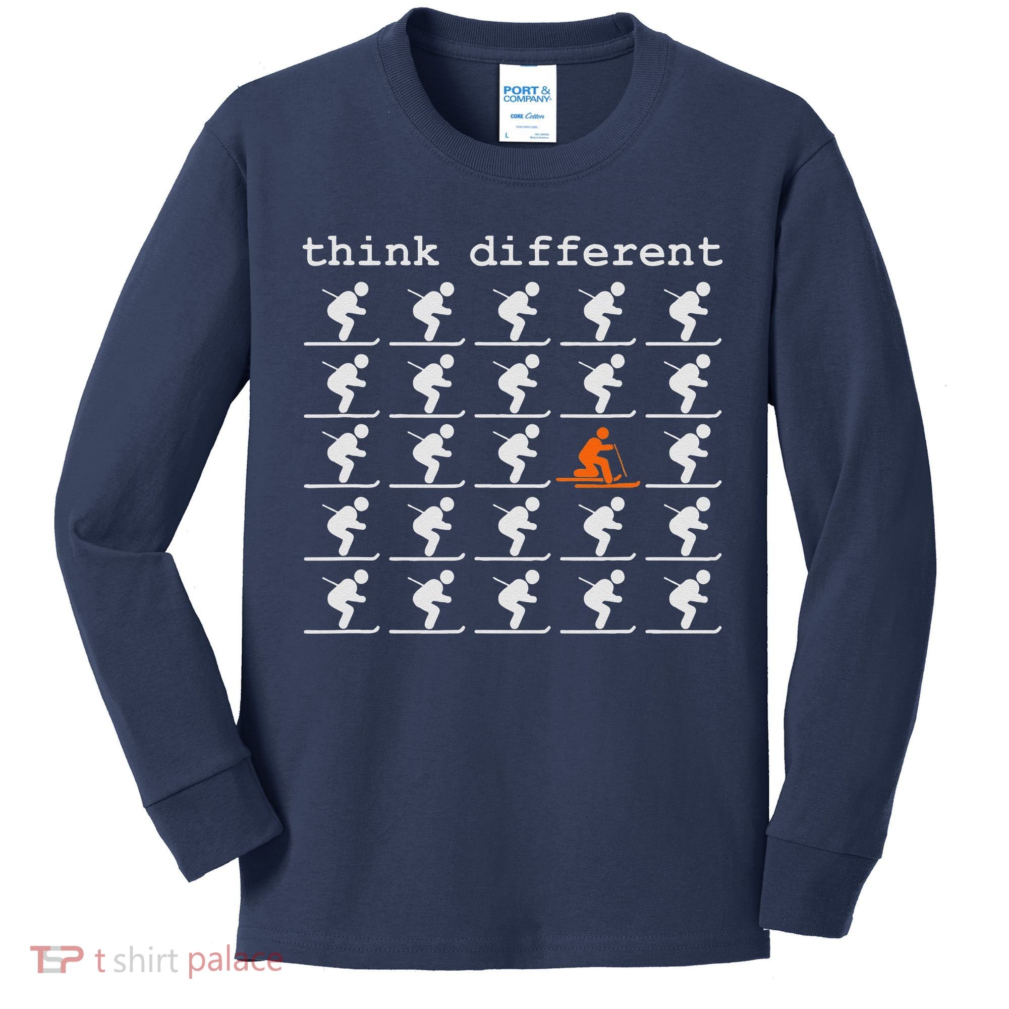 Telemark Skiing Free your Heel Think Different Ski Kids Long Sleeve Shirt