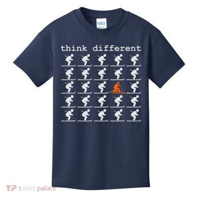Telemark Skiing Free your Heel Think Different Ski Kids T-Shirt