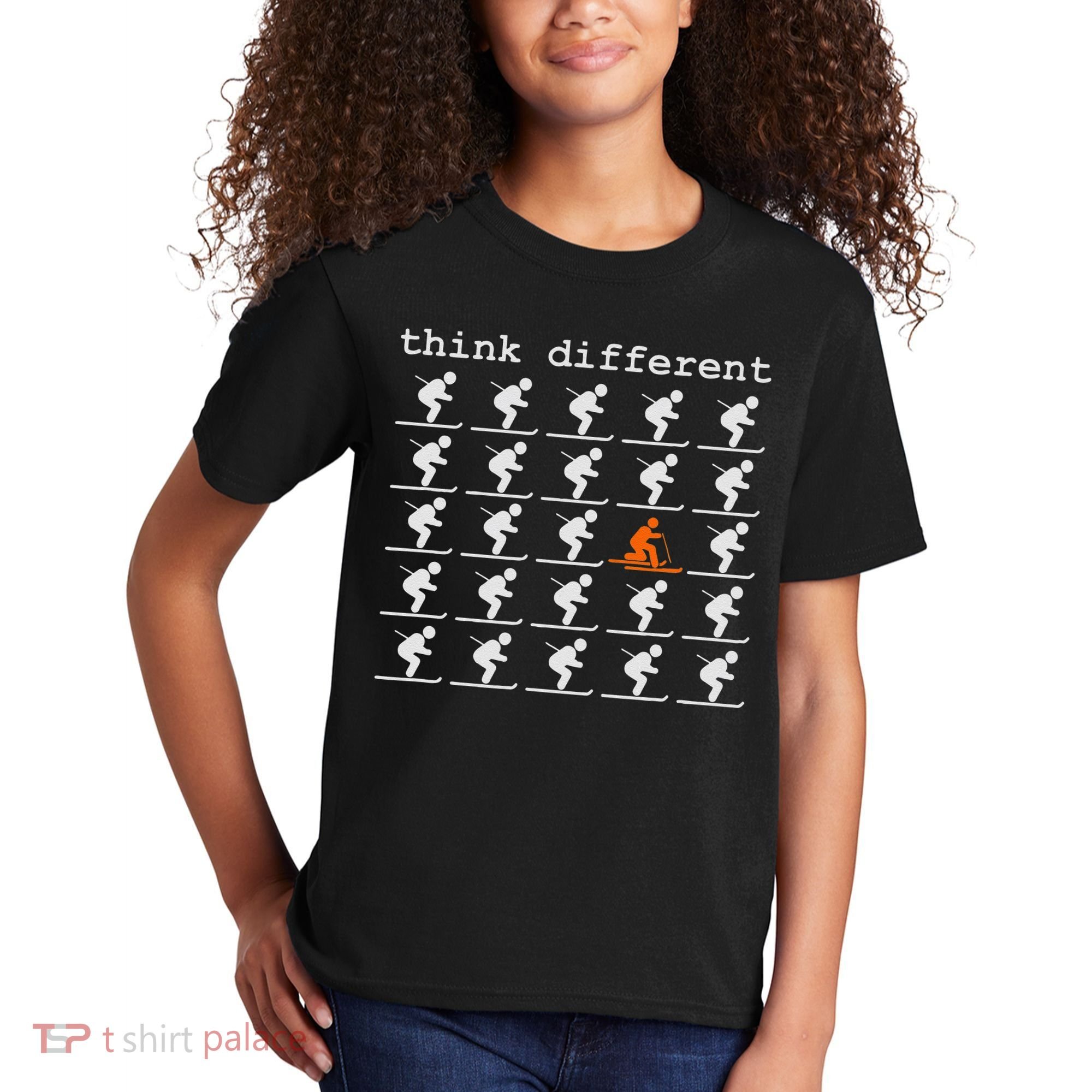 Telemark Skiing Free your Heel Think Different Ski Kids T-Shirt