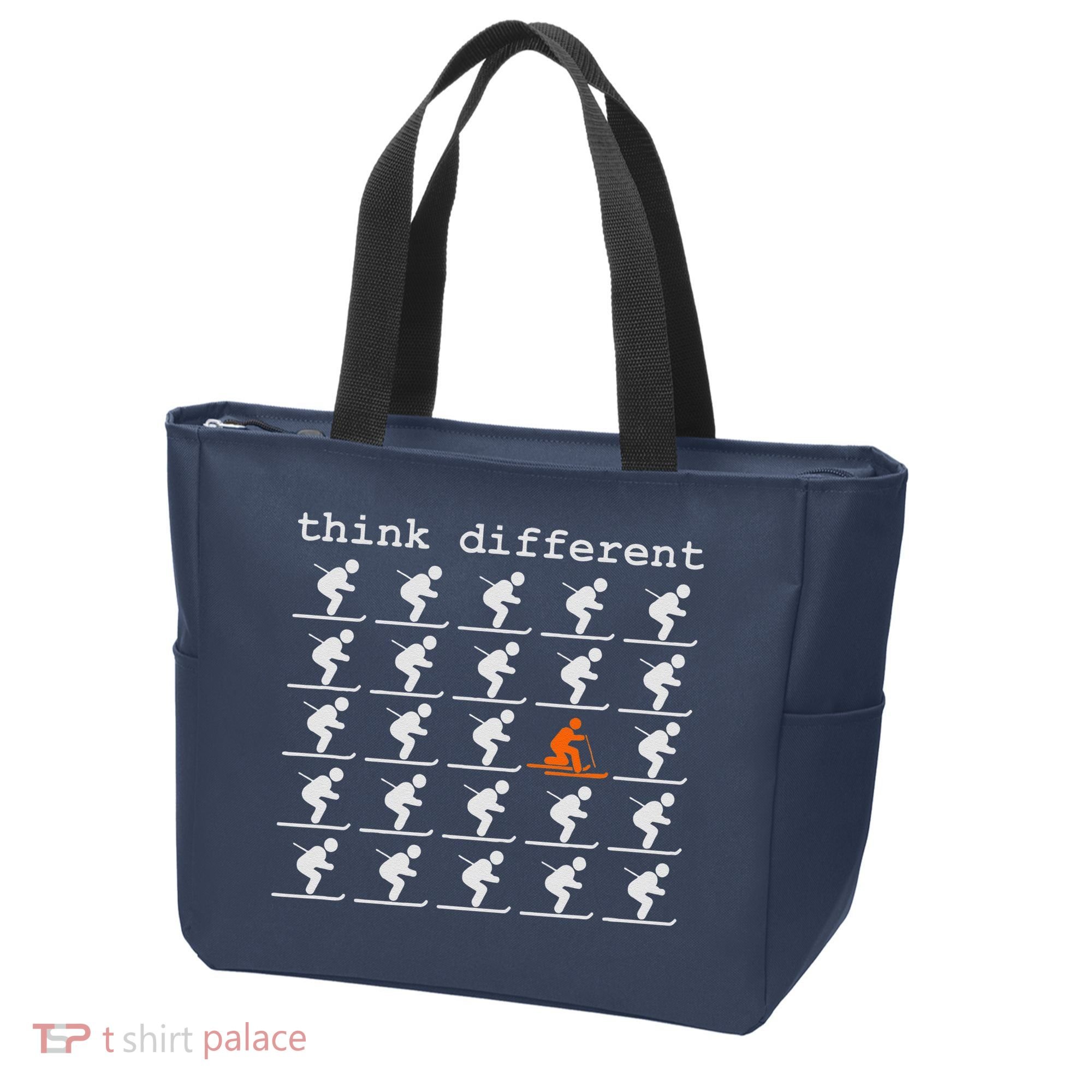 Telemark Skiing Free your Heel Think Different Ski Tote Bag
