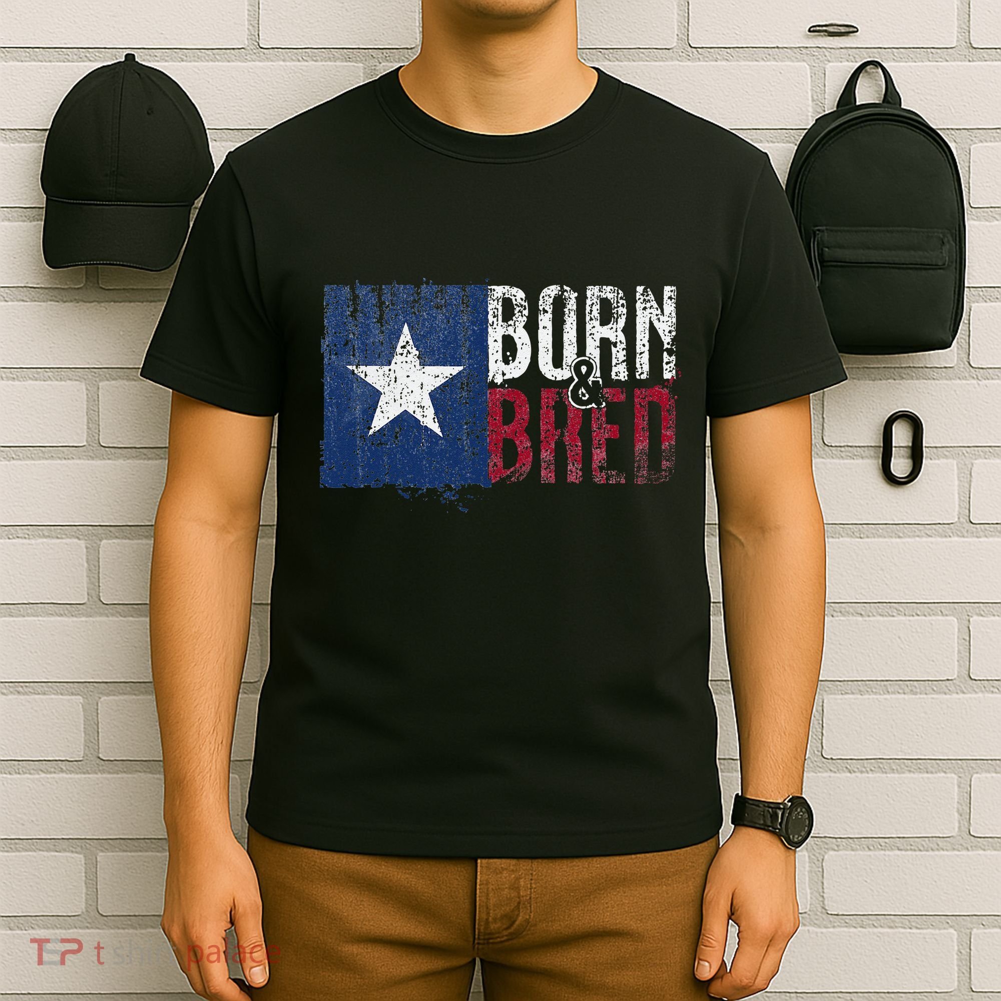Texas State Flag Pride Born & Bred Native Home T-Shirt