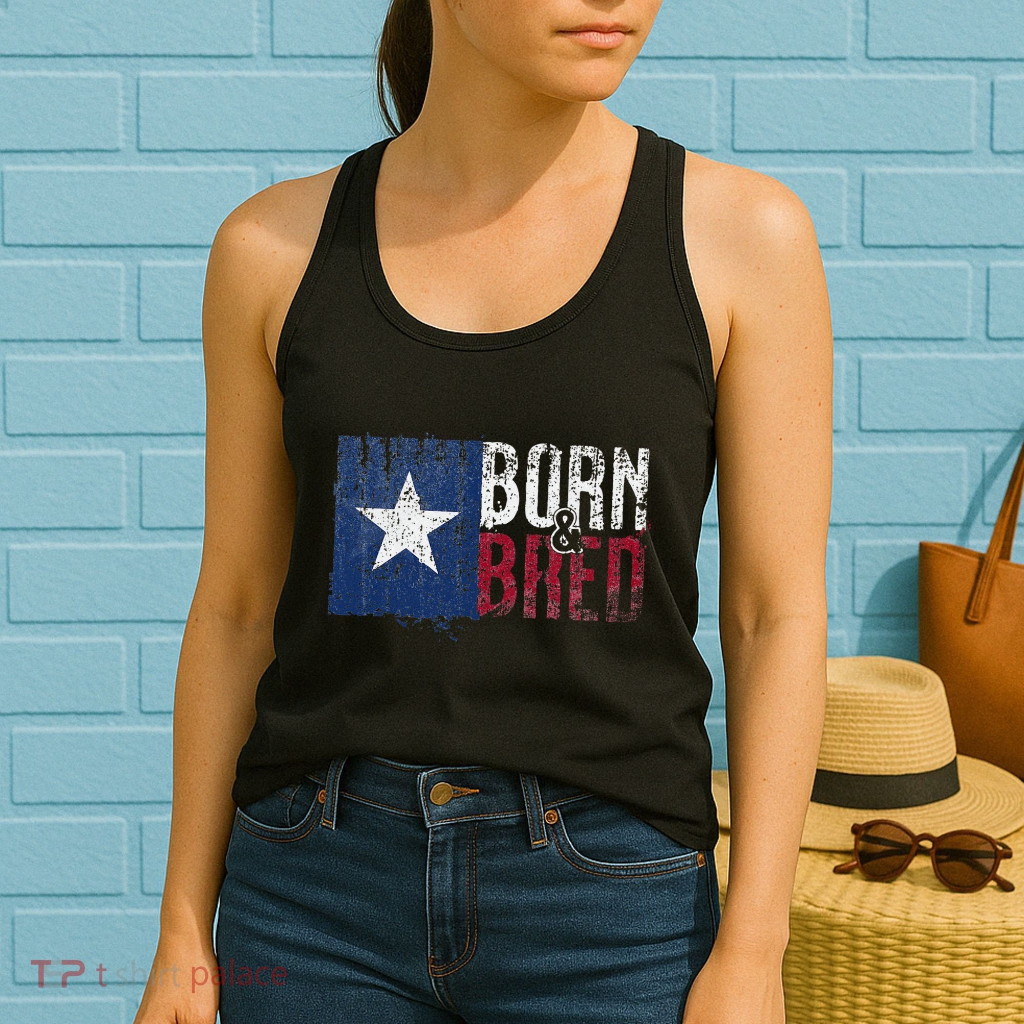 Texas State Flag Pride Born & Bred Native Home Women's Tank Top