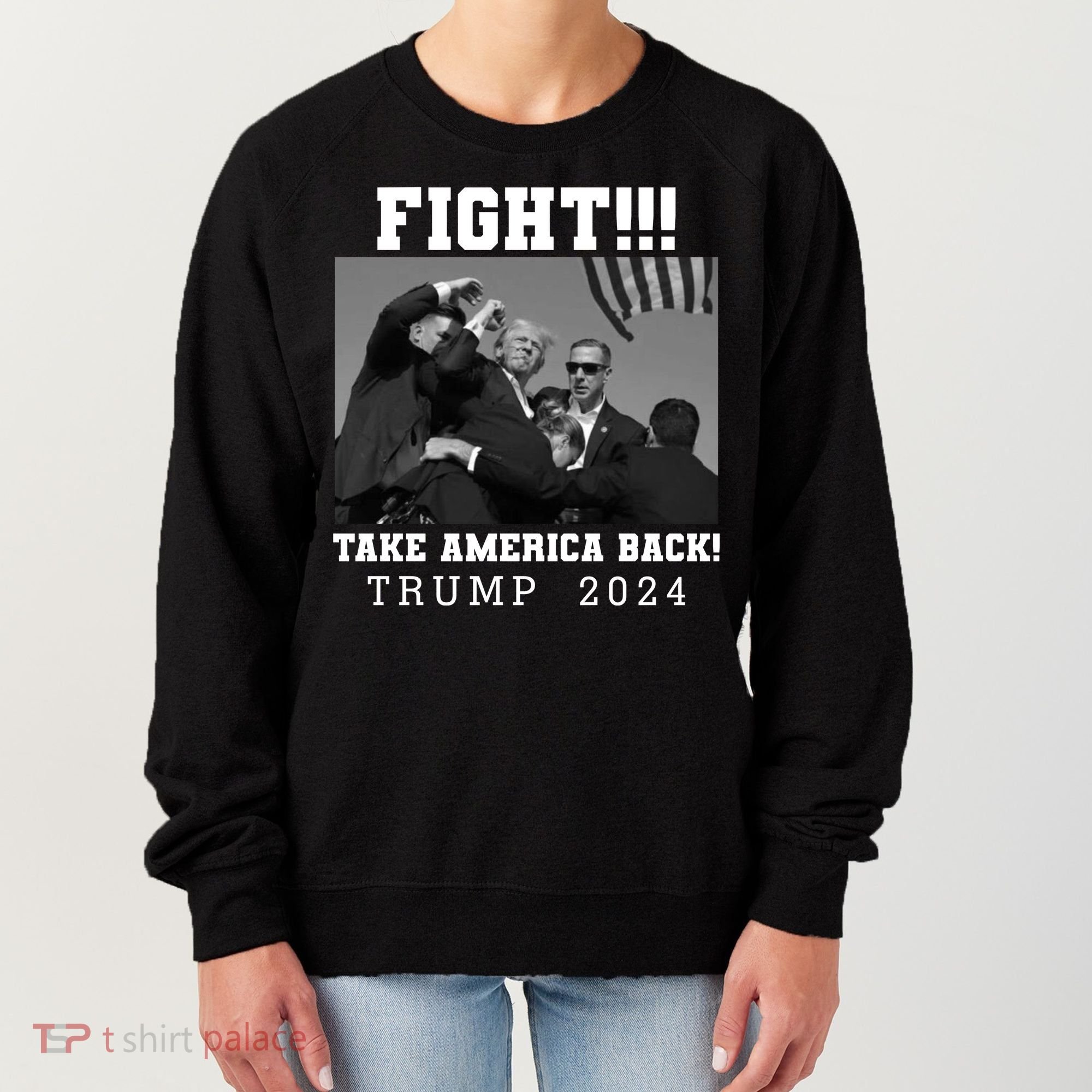 Trump Shot Fight For America Take America Back Trump 2024 Women's Sweatshirt