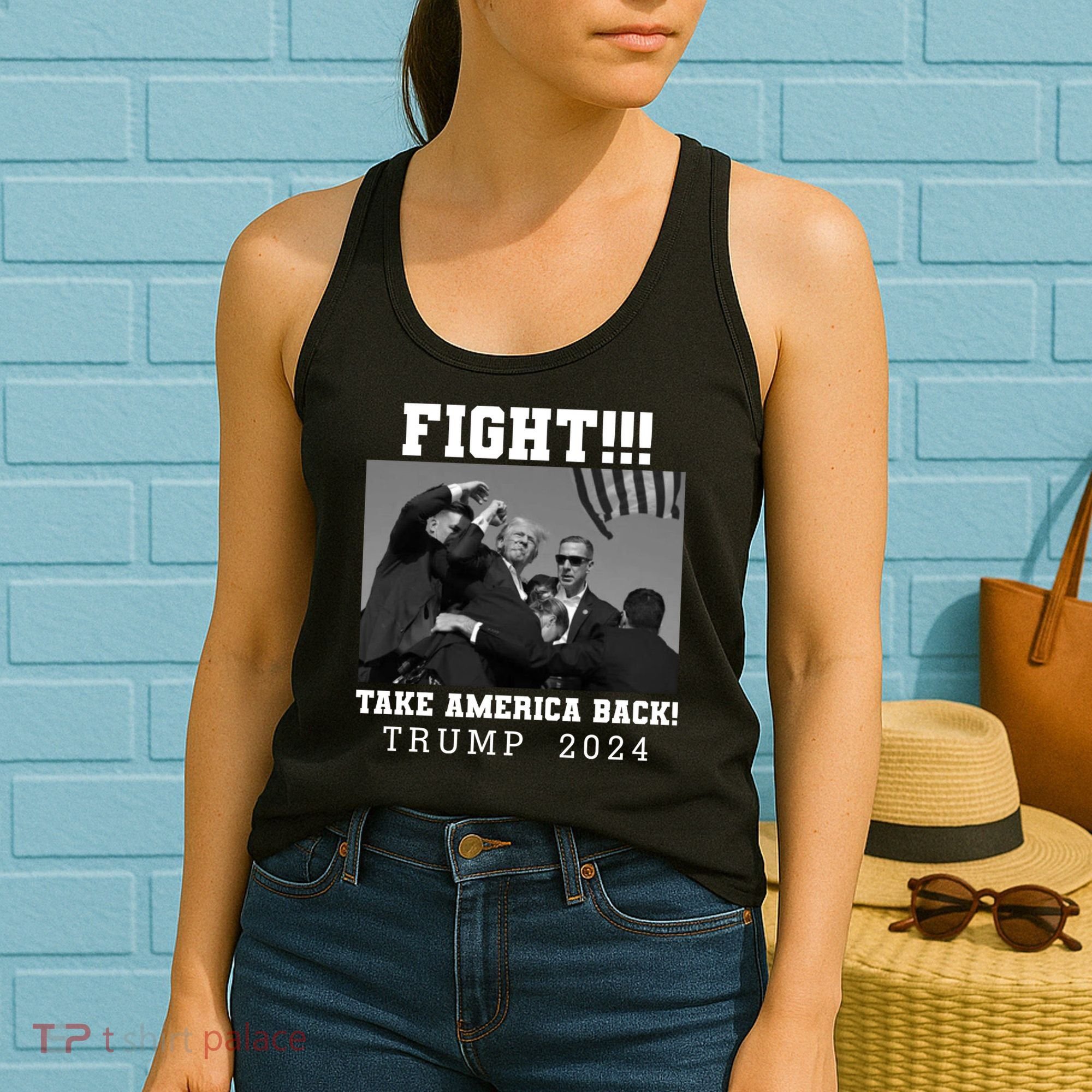 Trump Shot Fight For America Take America Back Trump 2024 Women's Tank Top