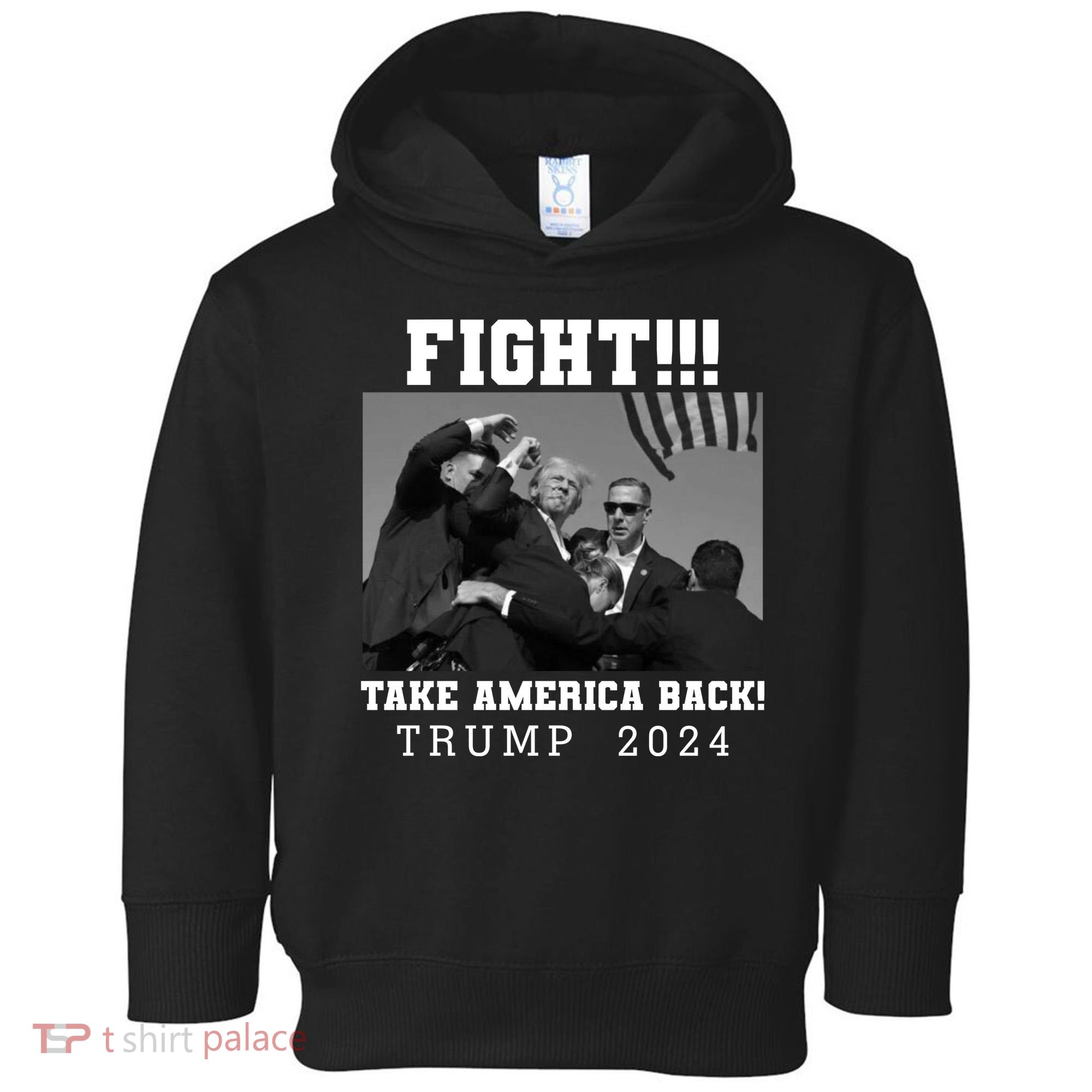 Trump Shot Fight For America Take America Back Trump 2024 Toddler Hoodie