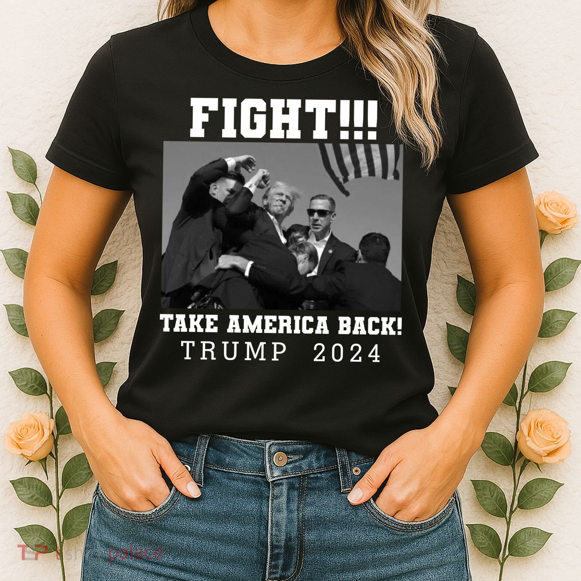 Trump Shot Fight For America Take America Back Trump 2024 Women's T-Shirt