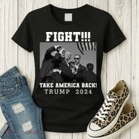 Trump Shot Fight For America Take America Back Trump 2024 Women's T-Shirt thumb 3