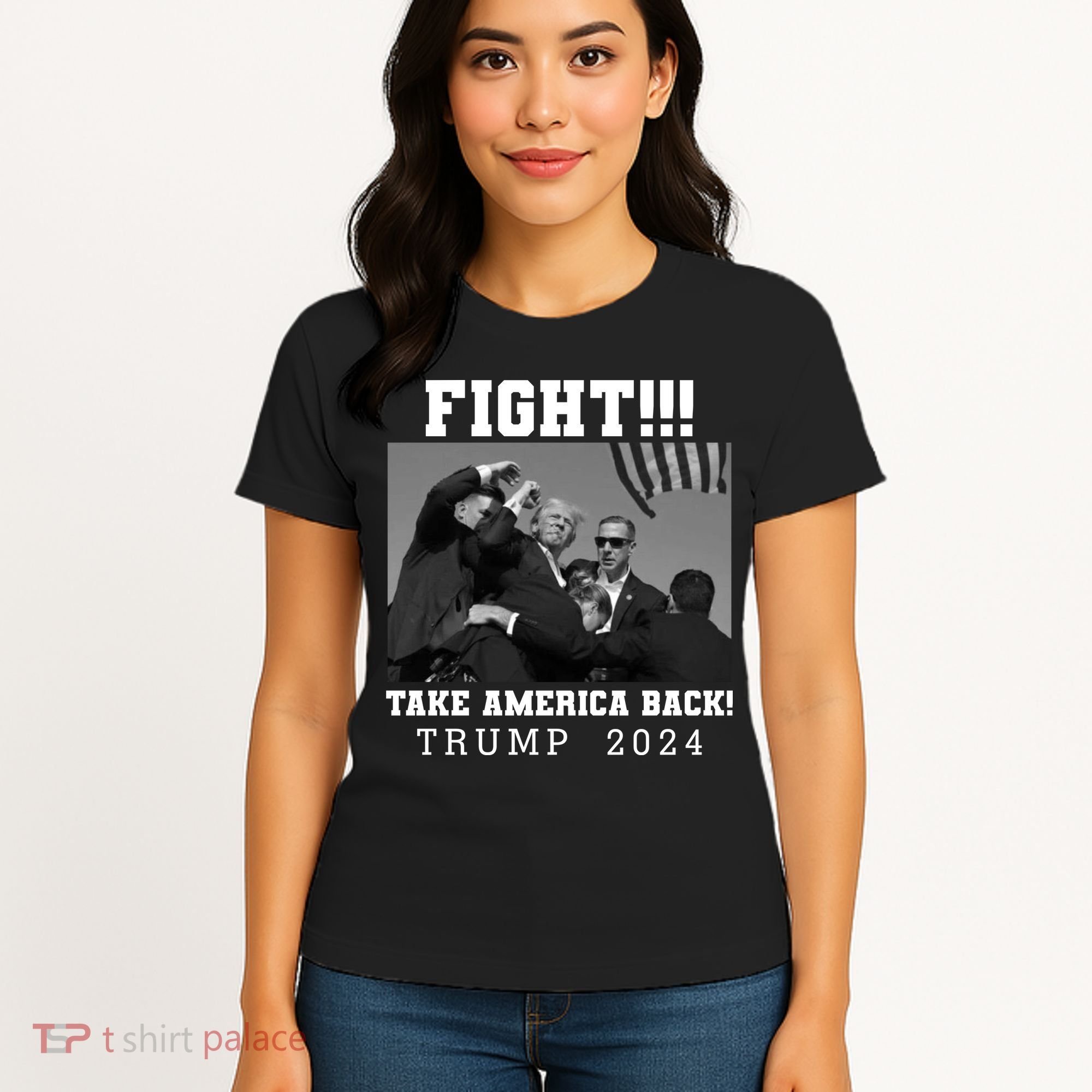 Trump Shot Fight For America Take America Back Trump 2024 Women's T-Shirt