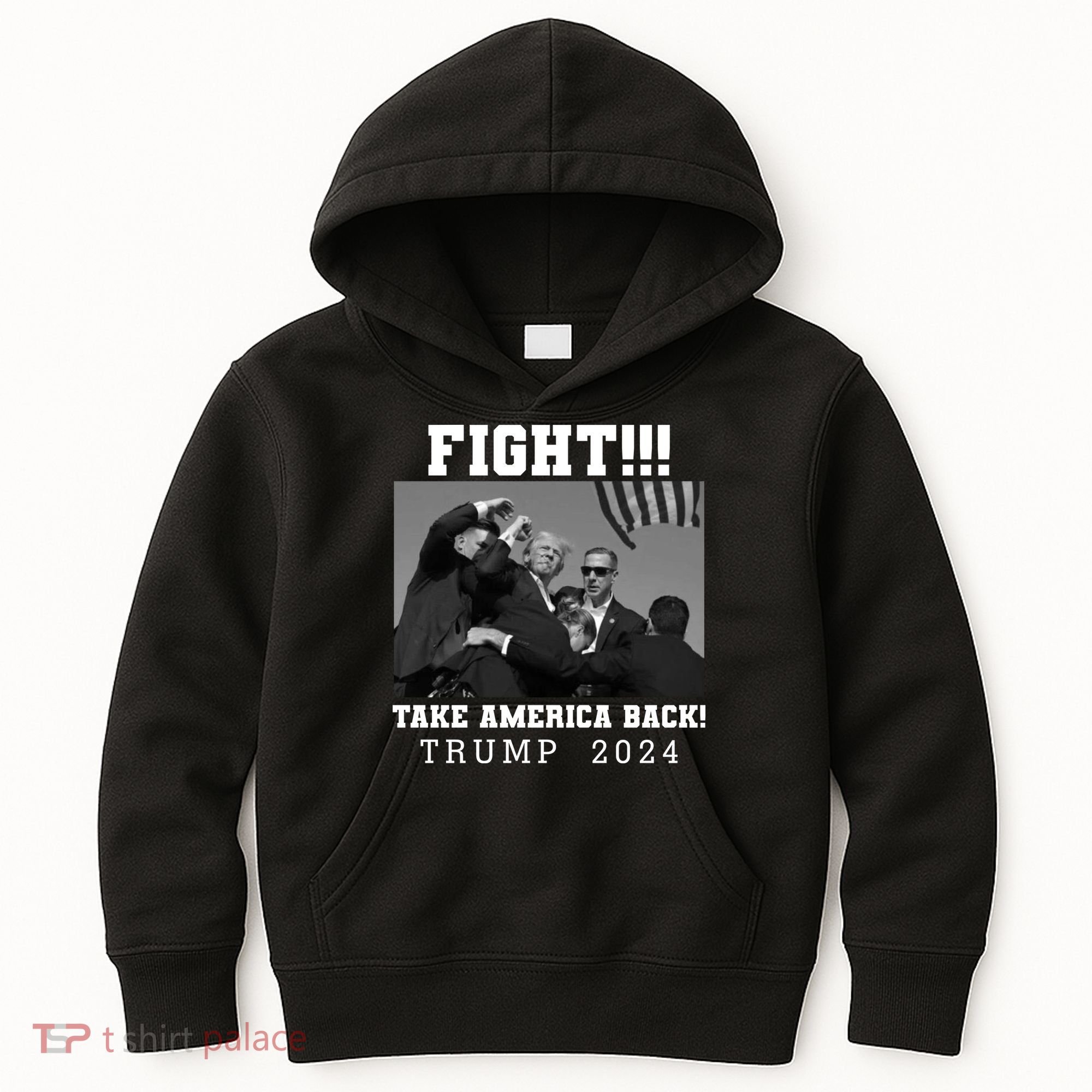 Trump Shot Fight For America Take America Back Trump 2024 Kids Hoodie