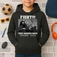 Trump Shot Fight For America Take America Back Trump 2024 Kids Hoodie thumb 2