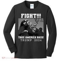 Trump Shot Fight For America Take America Back Trump 2024 Kids Long Sleeve Shirt thumb 0