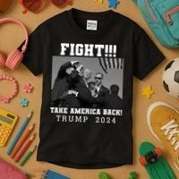 Trump Shot Fight For America Take America Back Trump 2024 Kids T-Shirt thumb 3