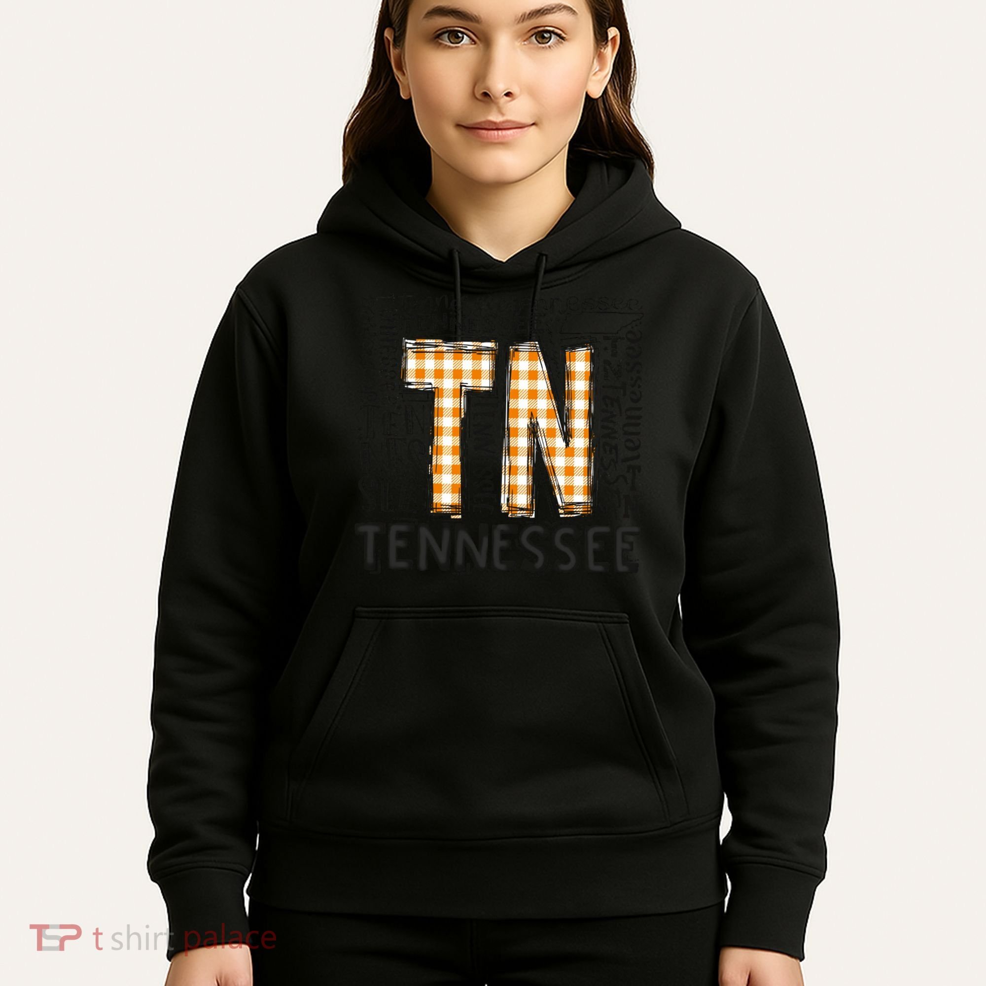 Tennessee State Flag Orange Plaid TN Hoodie
