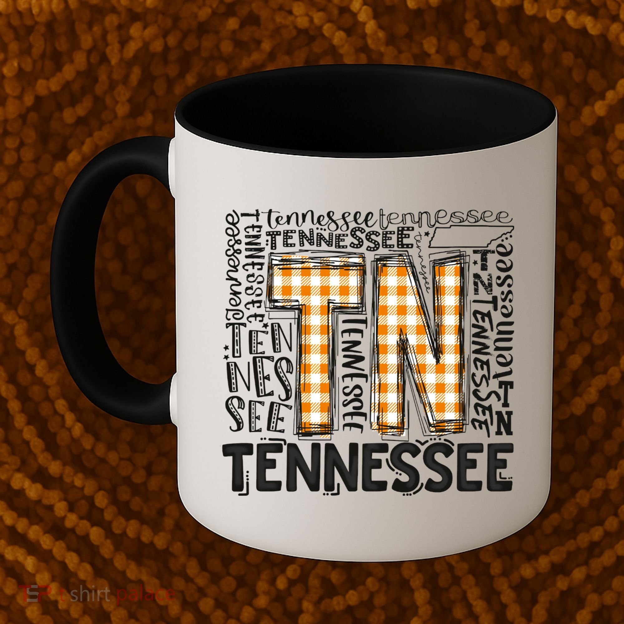 Tennessee State Flag Orange Plaid TN Coffee Mug