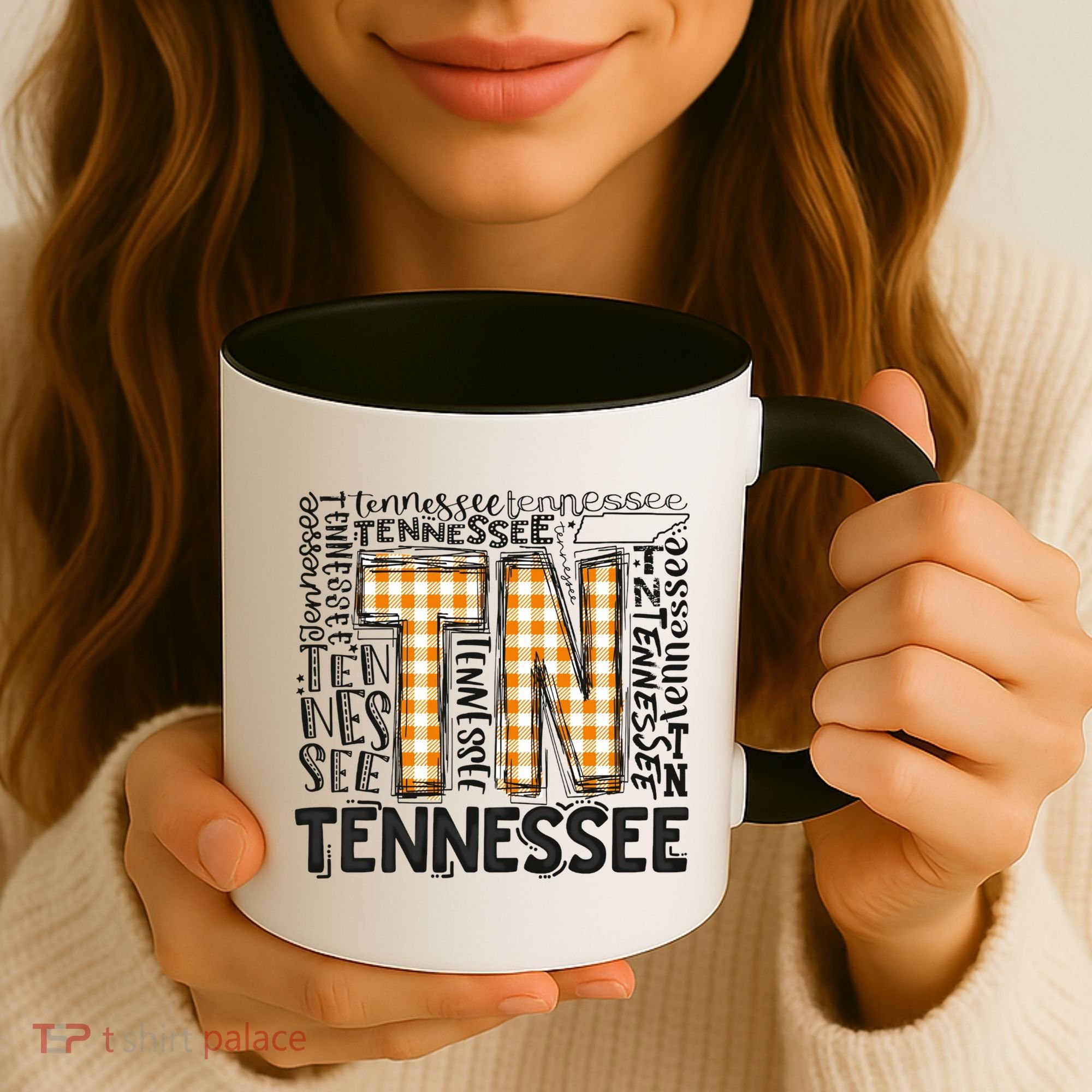 Tennessee State Flag Orange Plaid TN Coffee Mug
