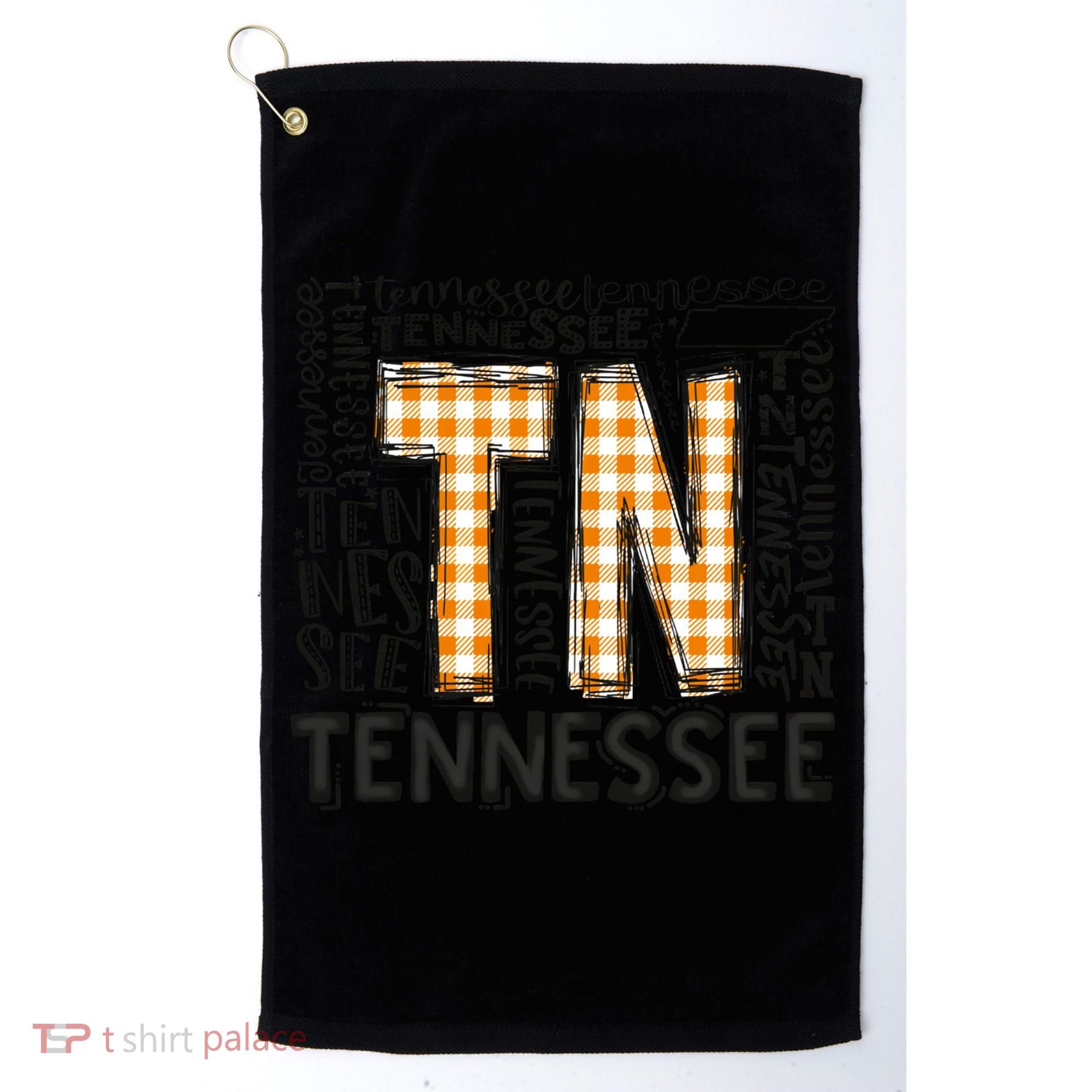 Tennessee State Flag Orange Plaid TN Golf Towel