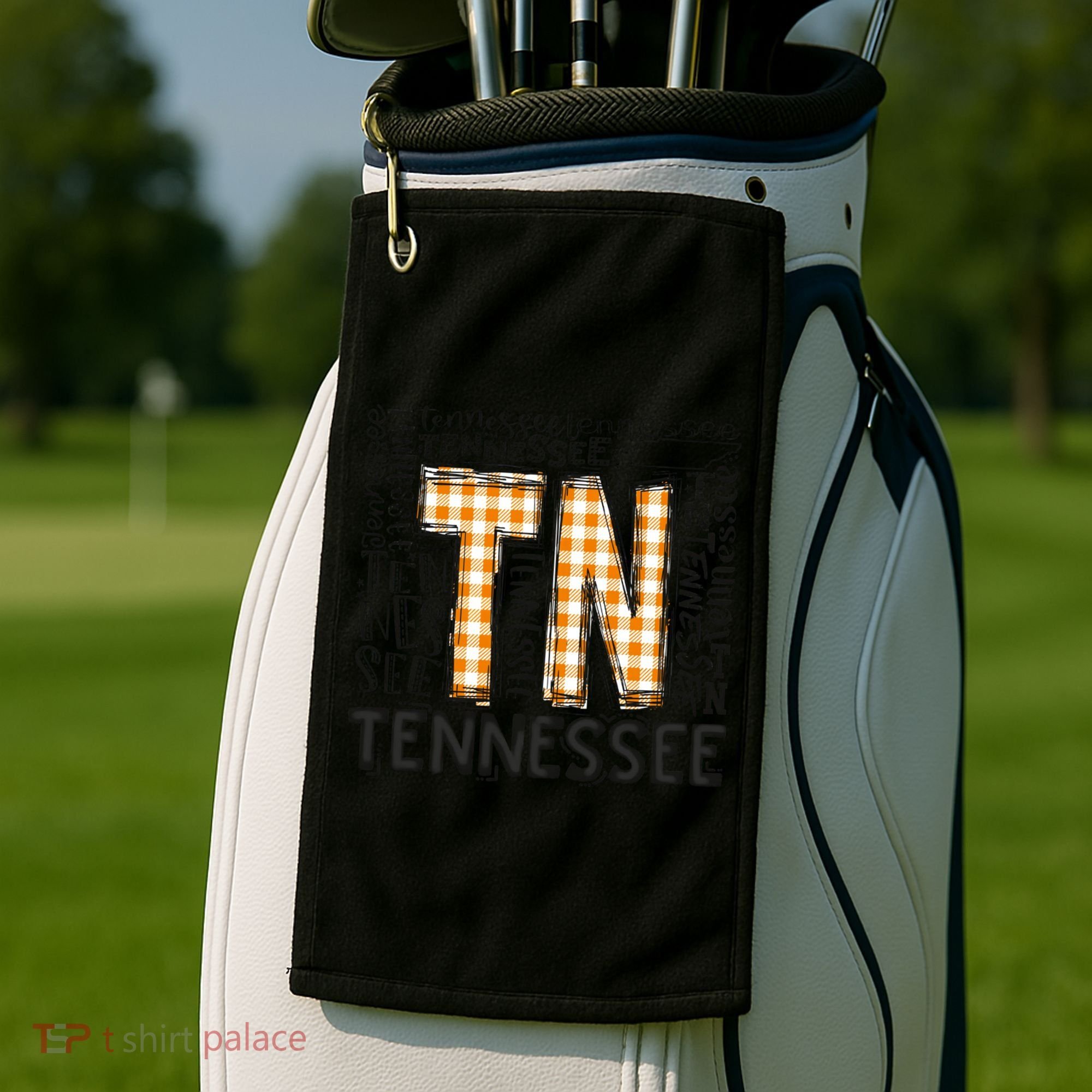Tennessee State Flag Orange Plaid TN Golf Towel