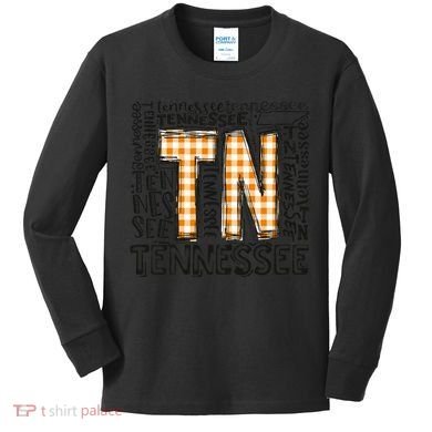 Tennessee State Flag Orange Plaid TN Kids Long Sleeve Shirt