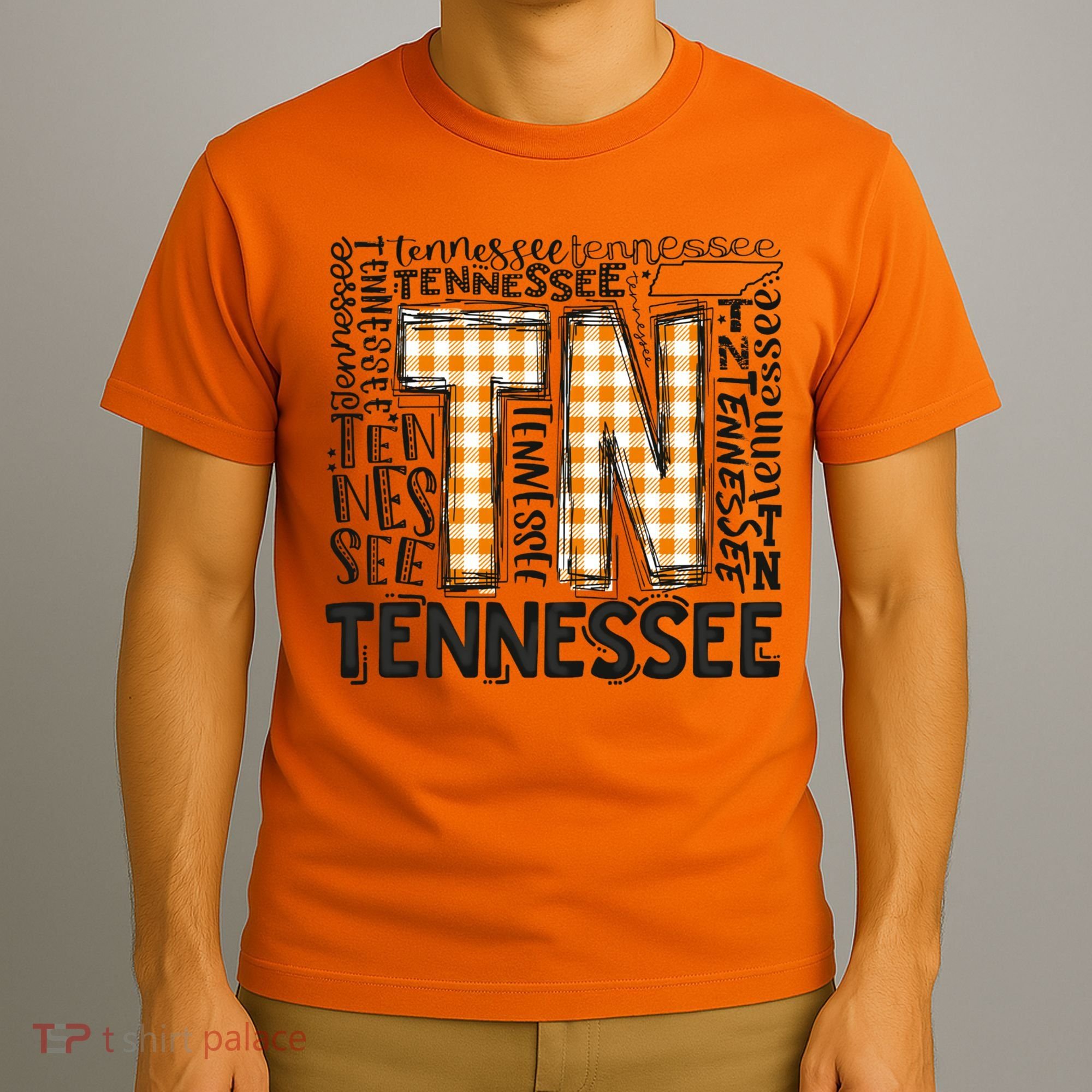 Tennessee State Flag Orange Plaid TN T-Shirt