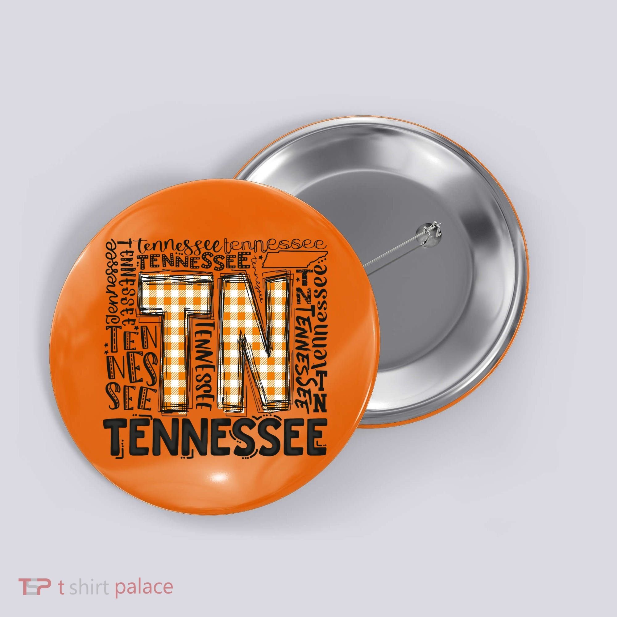 Tennessee State Flag Orange Plaid TN Button