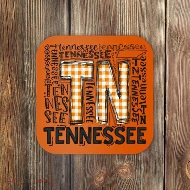 Tennessee State Flag Orange Plaid TN Coaster