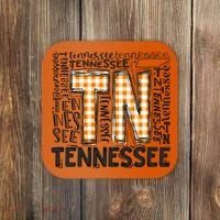 Tennessee State Flag Orange Plaid TN Coaster thumb 0
