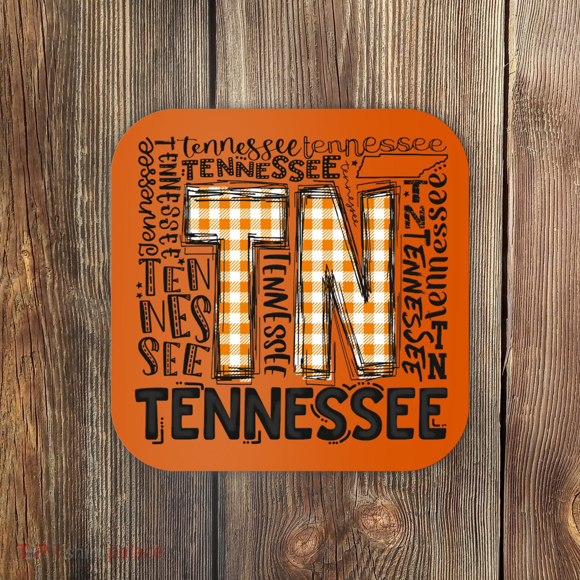 Tennessee State Flag Orange Plaid TN Coaster