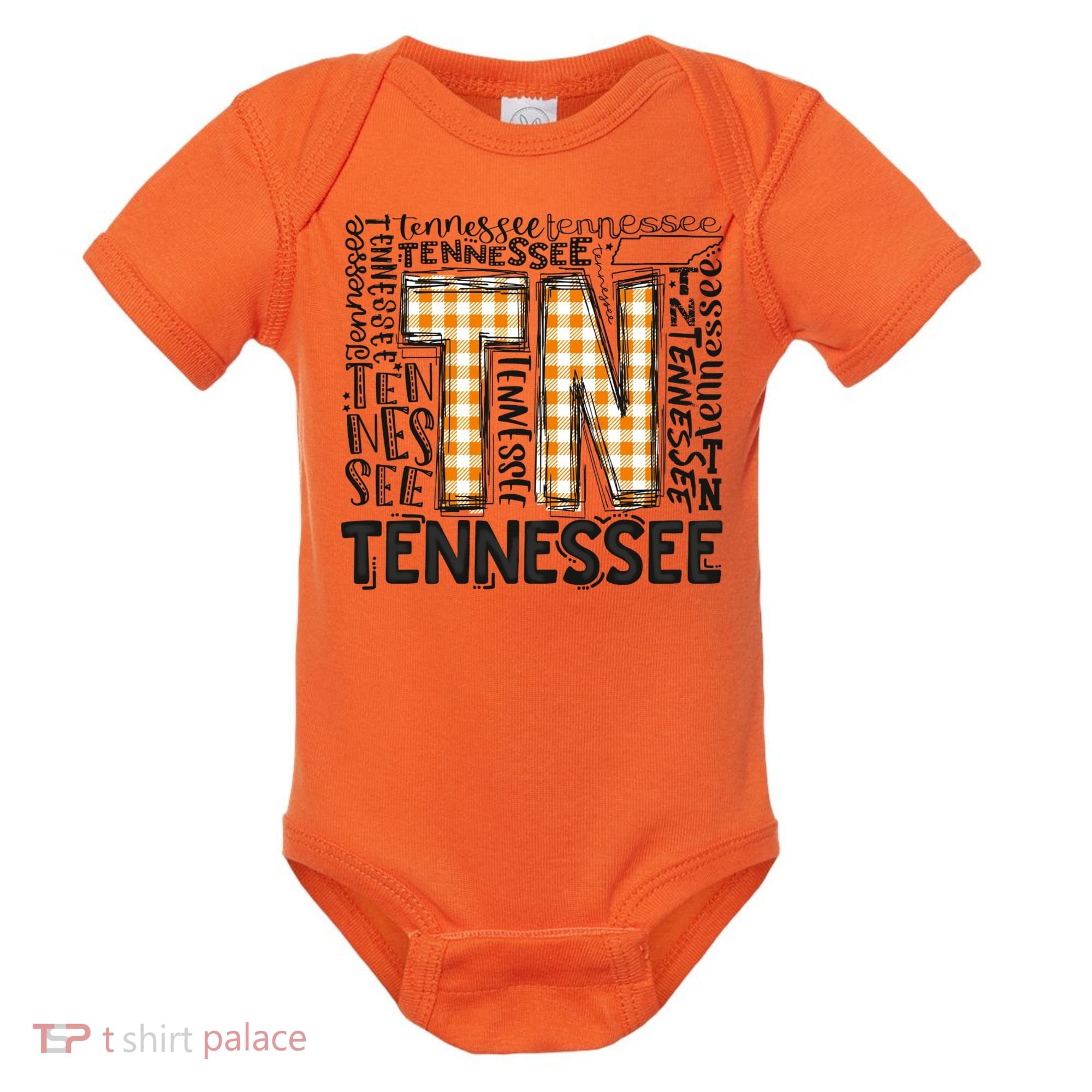 Tennessee State Flag Orange Plaid TN Baby Bodysuit