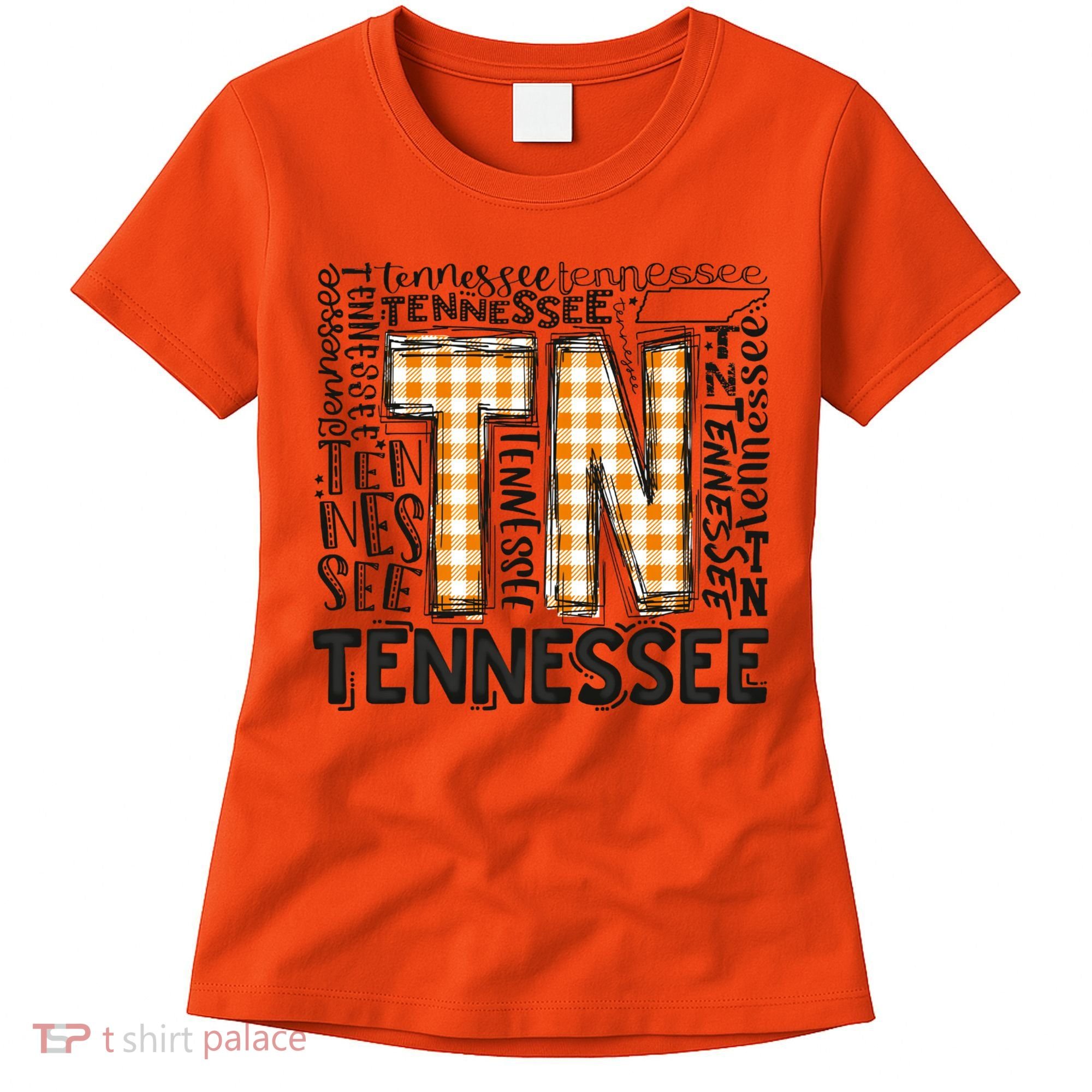 Tennessee State Flag Orange Plaid TN Women's T-Shirt