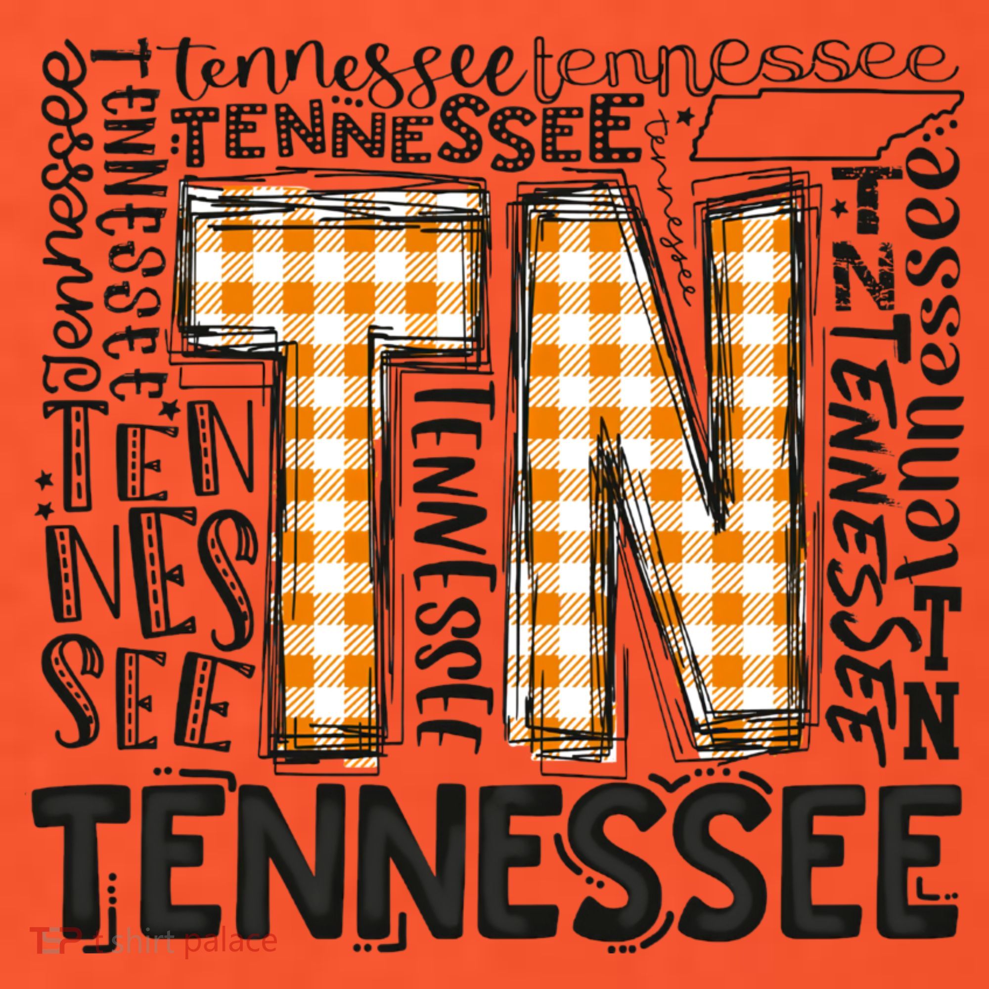 Tennessee State Flag Orange Plaid TN Women's T-Shirt